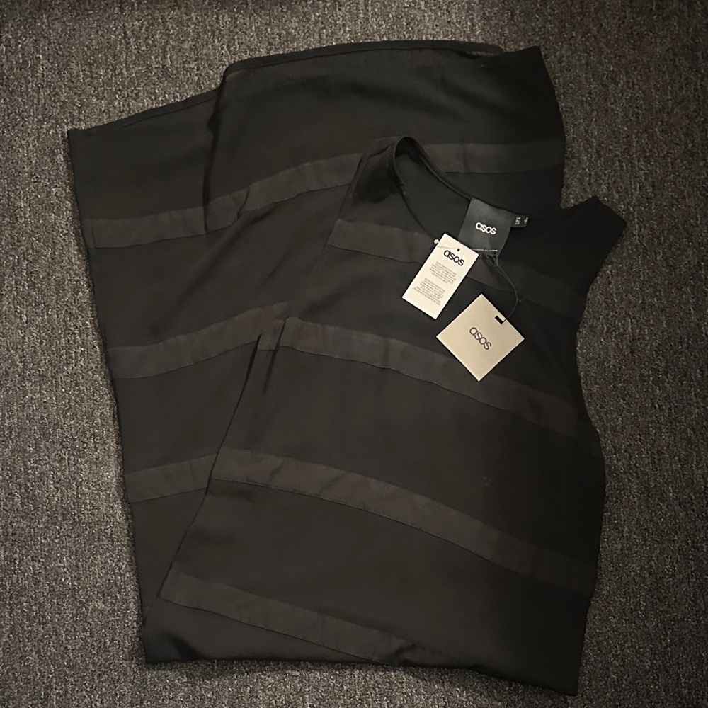 ASOS Black Sheer Panel Midi Dress